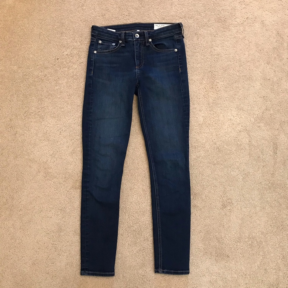 Rag and Bone Cate Mid Rise Skinny Jeans Womens Size 0 Waist 24 Dark Wash Blue